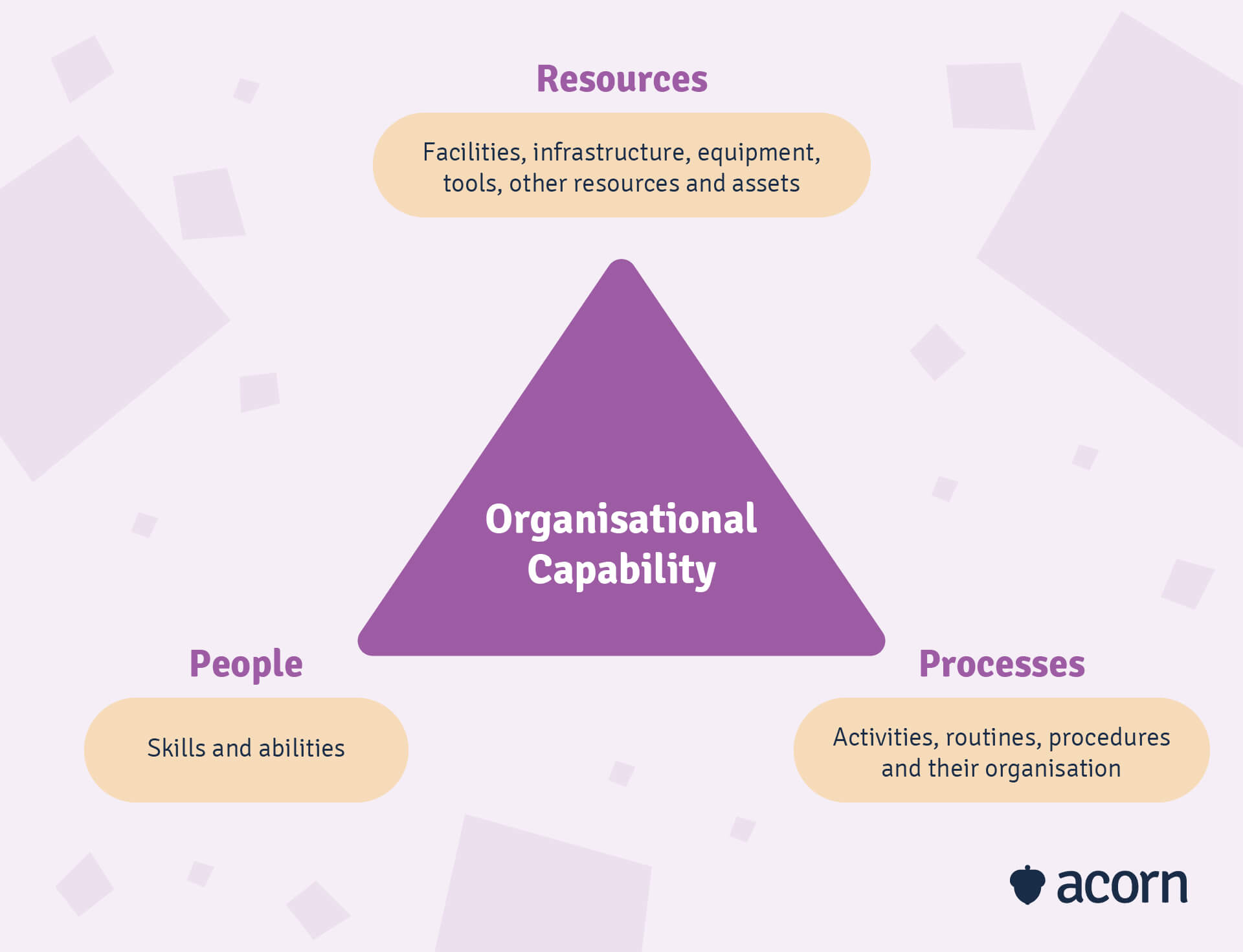 Infographic showing the three core components of a capability