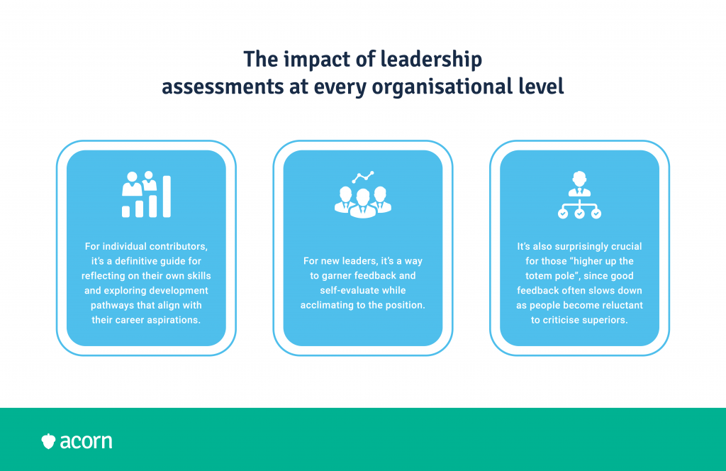 Infographic of the impact of leadership assessments at every organisational level