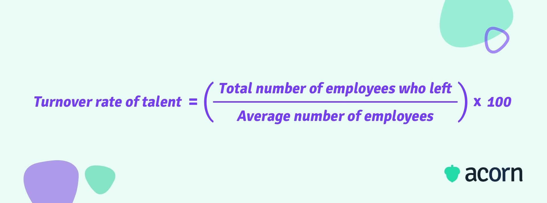 The turnover rate of talent = (total number of employees who left/average number of employees) x 100